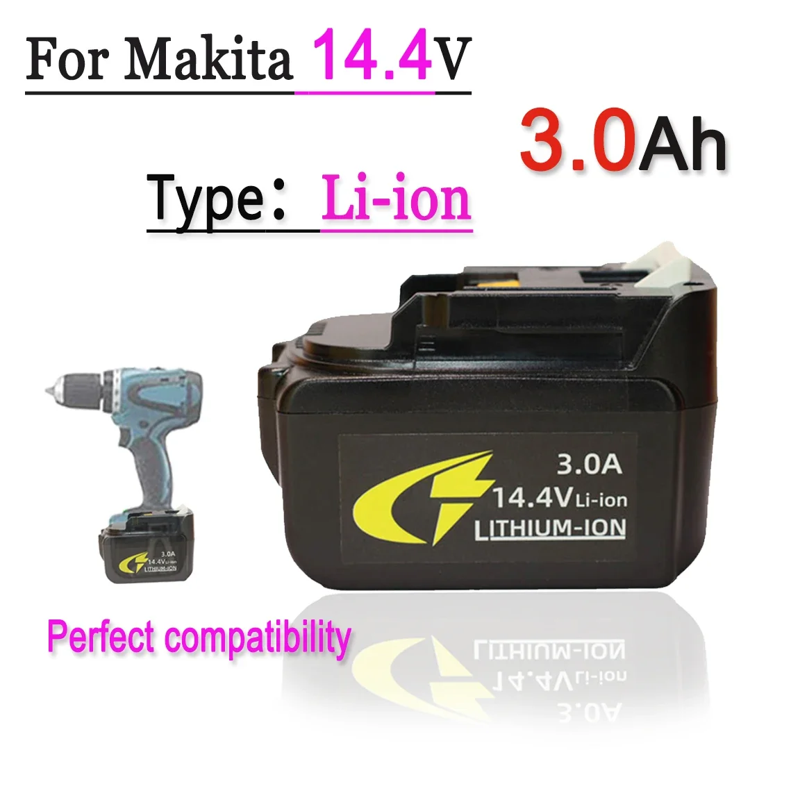 

For Makita 14.4V 3000mAh Li-ion Battery，Compatible BL1430 BL1415 BL1440 196875-4 194558-0 195444-8 with LED Indicator Light