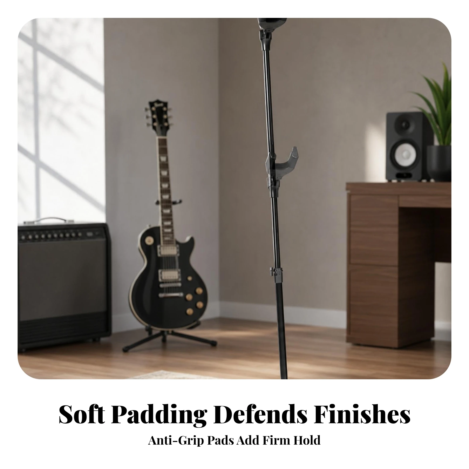 Floor Guitar Stand Folding Tripod Guitar Stand Sturdy Compact for Guitarists, Stage, Studio