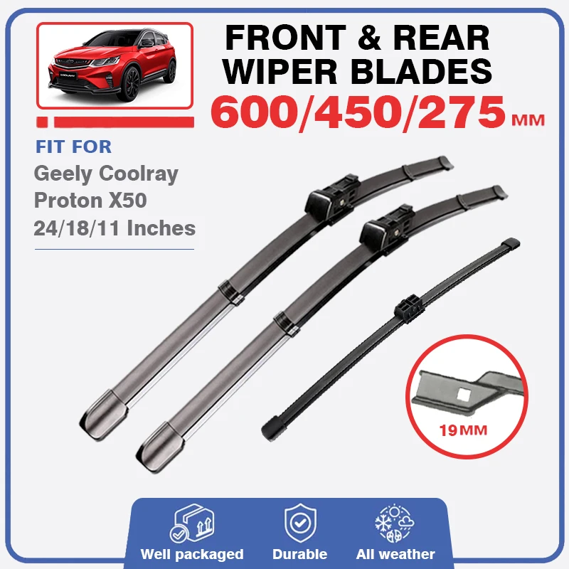 

Front Rear Wiper Blades Set For Geely Coolray Proton X50 2018 2019 2020 2021 2022 2023 Windscreen Windshield Back Window Washer