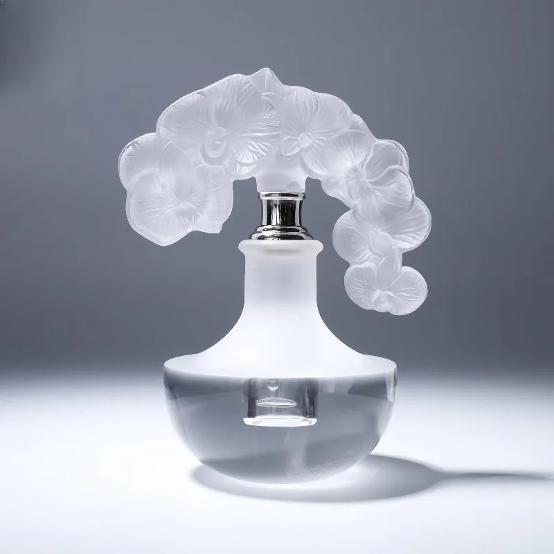 10ml Hand-carved Orchid Crystal Perfume Bottle Refillable Eco-friendly Luxury Elegant Mini for Gift Set Empty Fragrance Vial