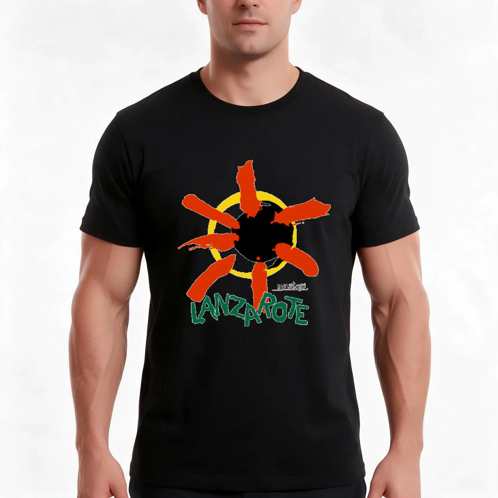 Lanzarote Manrique Sun Volcano Symbol T-Shirt Summer Casual Cotton Tee Oversized Streetwear Tops Vintage Graphic Print