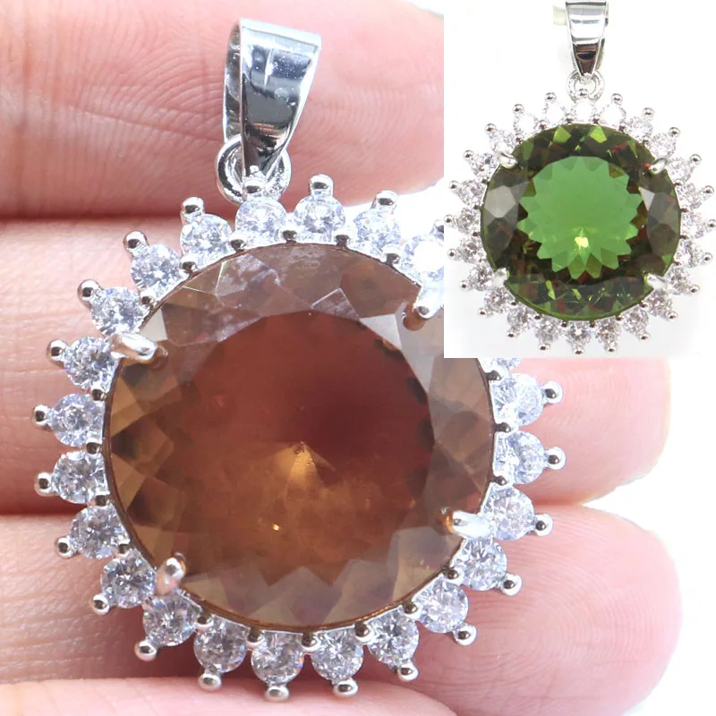 

35x26mm SheCrown 8.6g Zultanite Color Changing Alexandrite Topaz CZ Women Silver plated Pendant