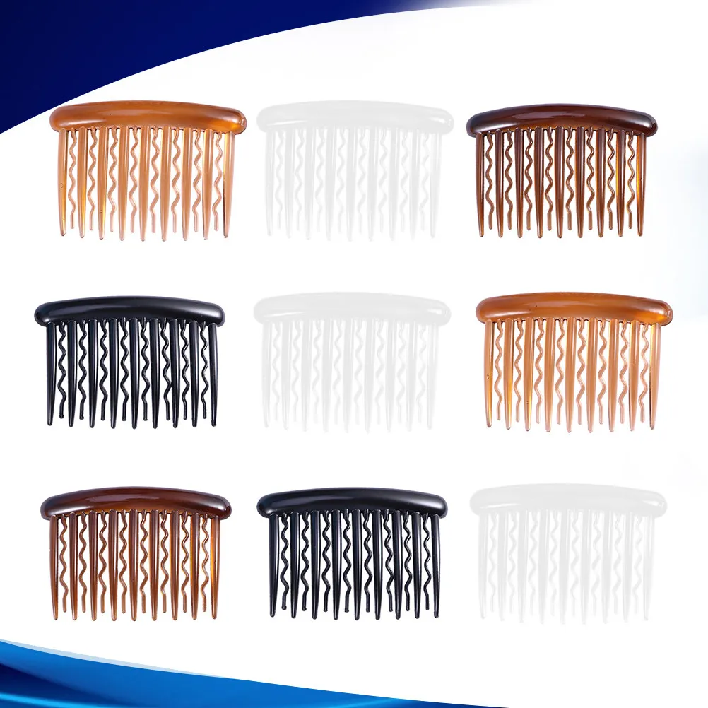 

48Pcs Plastic Hair Side Combs Wave Teeth Hairpin Comb for Fine Hair M Size Black Dark Coffee Light Coffee Transparent White