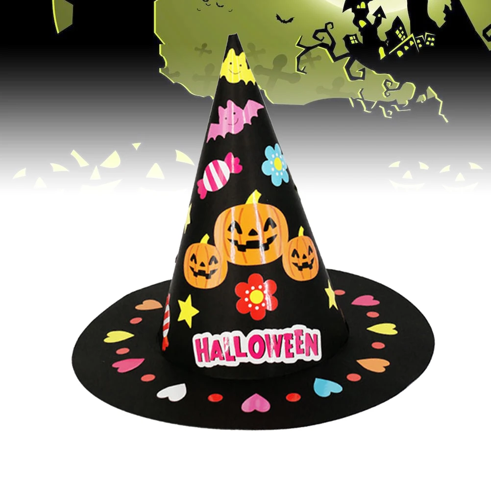 

2Pcs Kids DIY Hat Cartoon Craft Kit for Halloween Party Games Cultivate Imagination Hands on Skills Kids Halloween Hat