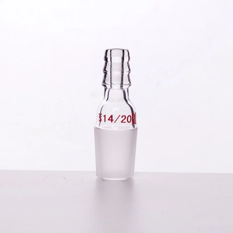 SYNTHWARE Straight suction joint, Male 14/20, The outer diameter of the small nozzle is 8mm, Borosilicate Glass, A301420