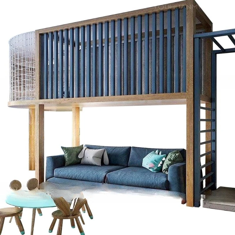 Dom zabaw do pokoju dziecięcego, łóżko z zakrzywioną zjeżdżalnią, sofa pod łóżko
