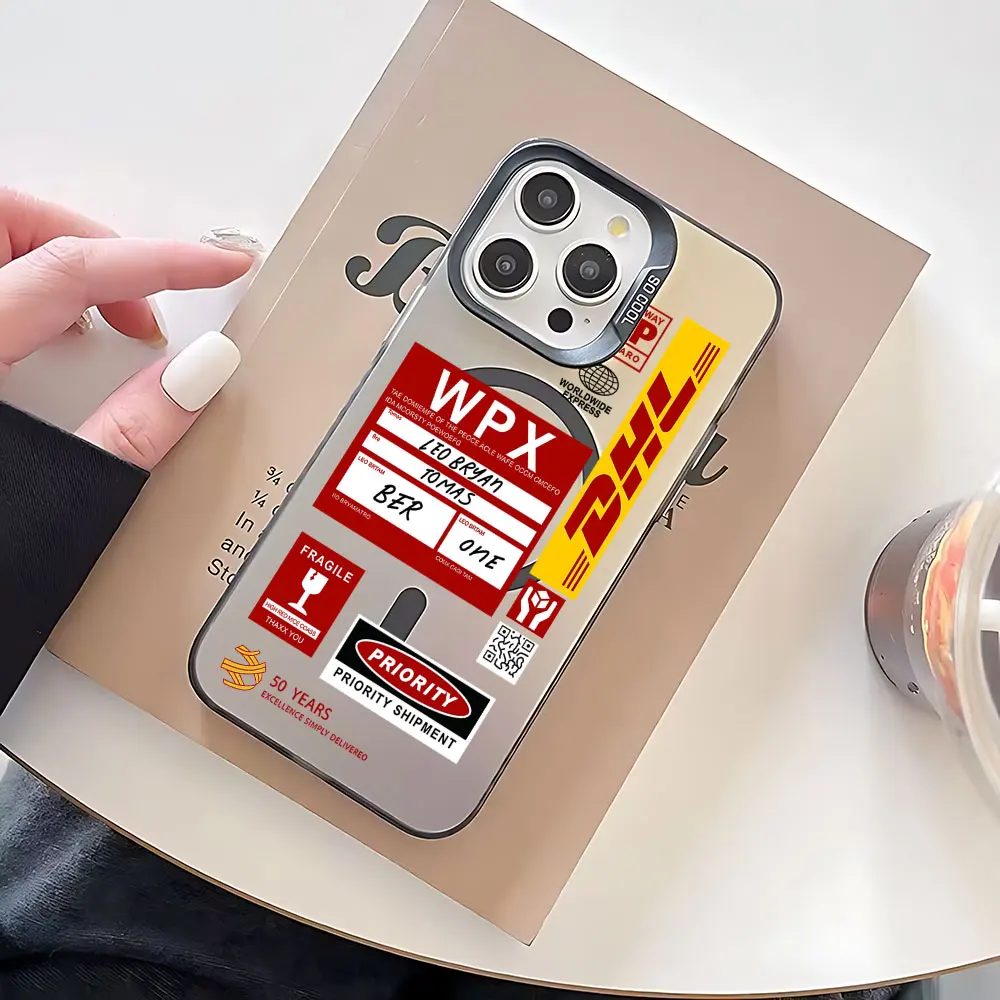 الاتجاه الساخن تسمية الباركود D-DHL Magsafe المغناطيسي الحال بالنسبة لسامسونج S25 S24 S23 S22 S21 زائد الترا 5G لينة الفضة مطلي الغطاء الخلفي #6