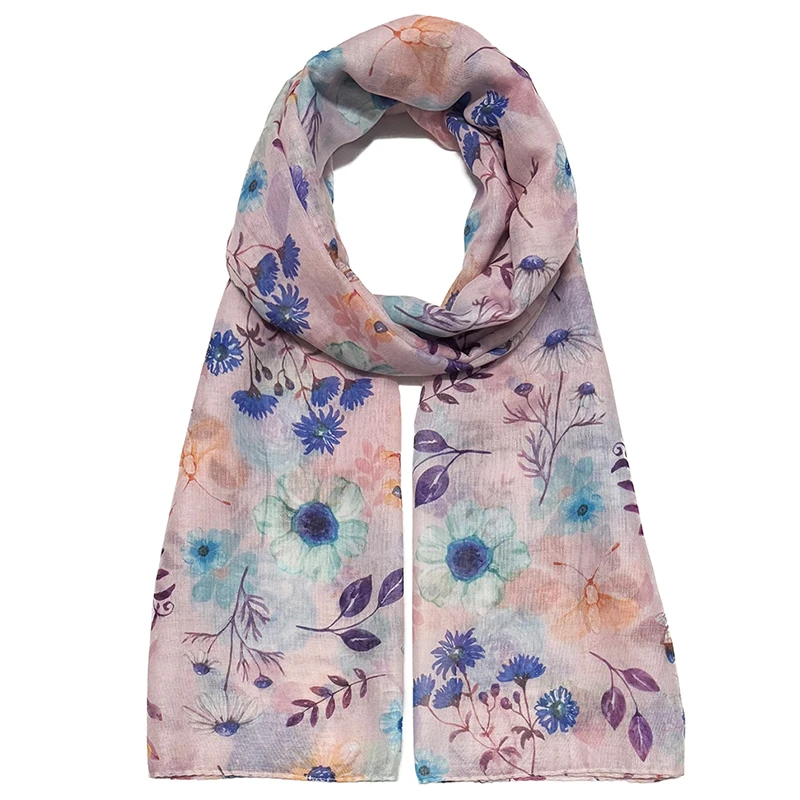 

Colorful Floral Printed Butterfly Bee Scarf Elegant And Fashionable Women'S Shawl Bohemian Headband Scarf