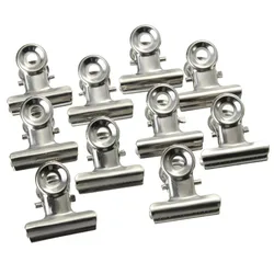 Clips de carpeta de documentos de papel de oficina de Metal, tono plateado, asequible, 10 piezas, 22mm