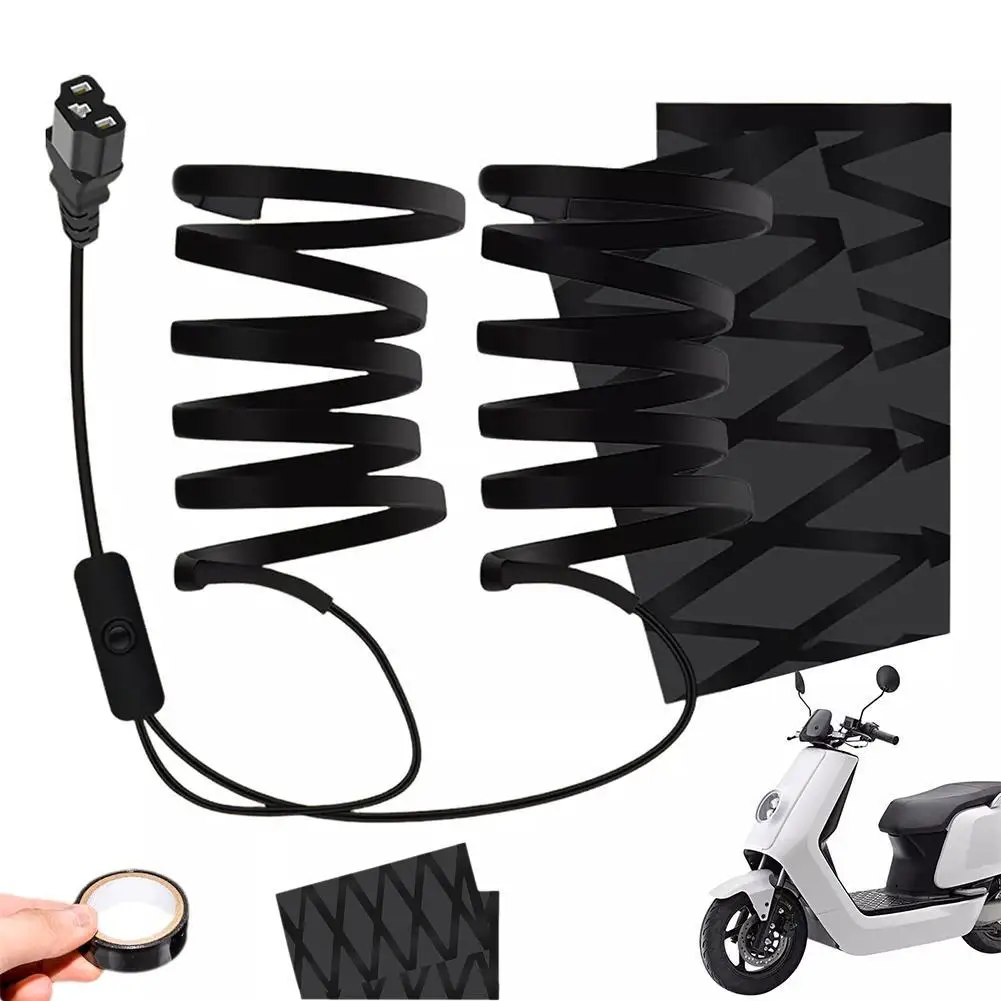 

Heated Motorcycle Grips Electric Heated Handle Heating Grips Set Handlebar Warmer Grip Cover 3-Gear Control