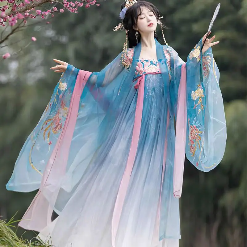

Ancient Chinese Hanfu Traditional Ethnic Costumes Robe Embroidery Dress Vintage Women Clothing Cosplay Fairy Dress