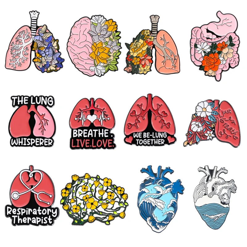 

Creative Brain Lungs Heart Uterus Enamel Pins Custom Cartoon Anatomy Organ Brooches Lapel Badge Backpack Clothes Accessories