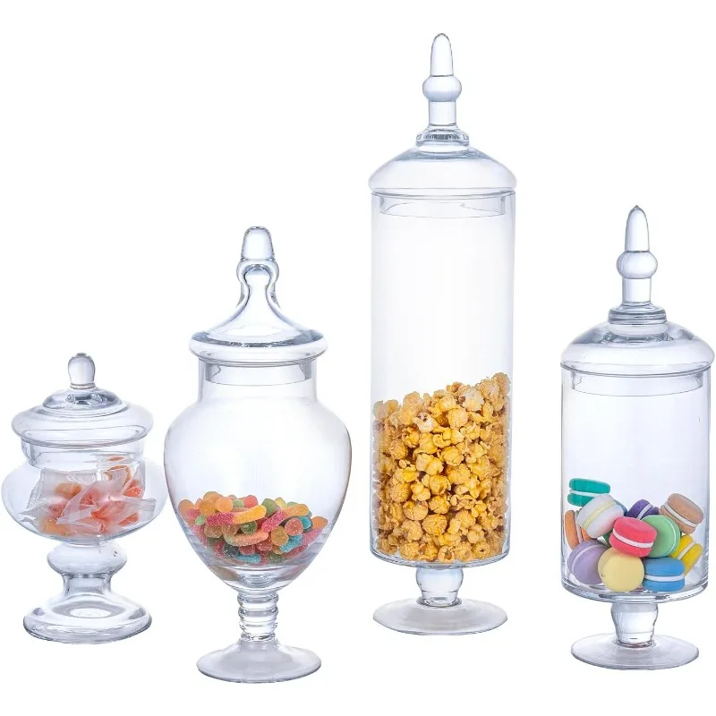 

Набор из 4 предметов: прозрачные стеклянные банки для аптекарей с крышками, декор для ванной комнаты, конфетный шведский стол, декоративная банка для свадебного центра