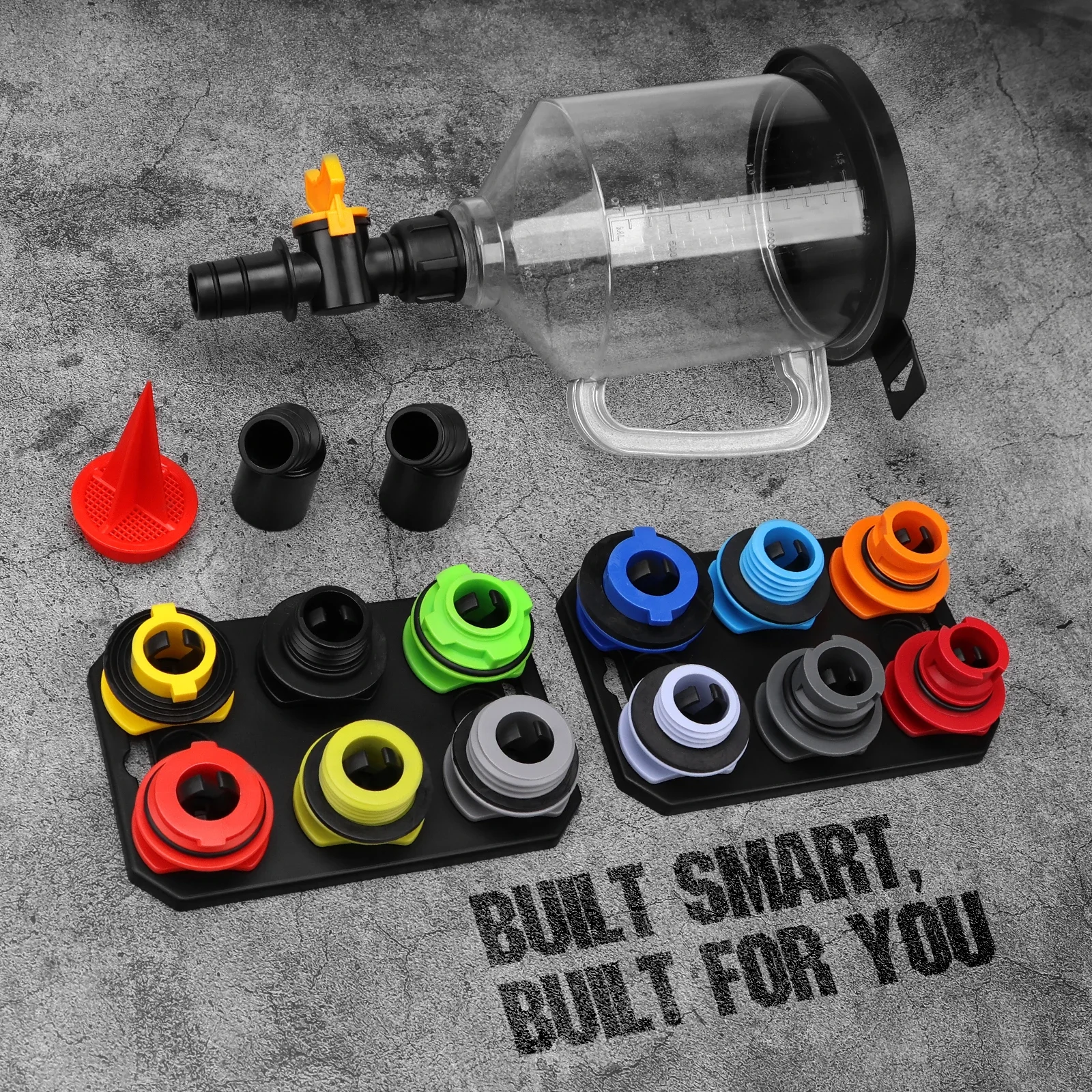 ELEAD 18Pcs Engine Oil Funnel Filling Kit, 1.36qt/1.5L Coolant Funnel Set, Funnels for Automotive Use