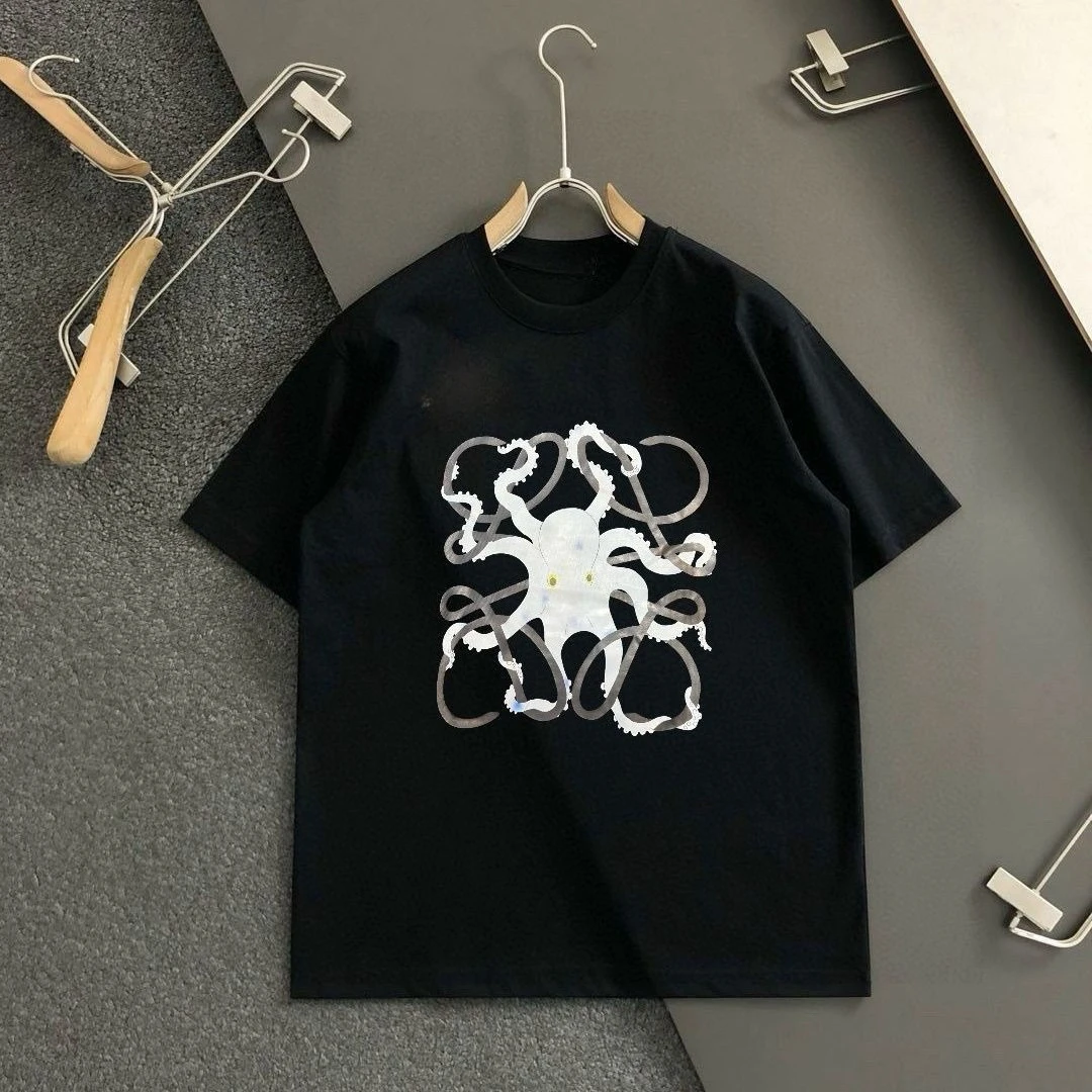 

New Street Octopus Short Sleeve Summer Comfort Fashion Trend Graphic T-Shirt Printed Men's and Women's Loose Round Neck Top