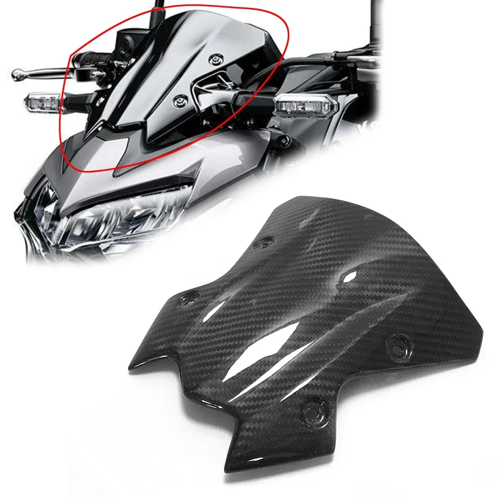 

For Kawasaki Z900 100% Carbon Fiber Motorcycle Front Windshield Front Fairing Windshield Motorcycle Accessoris 2020 2021