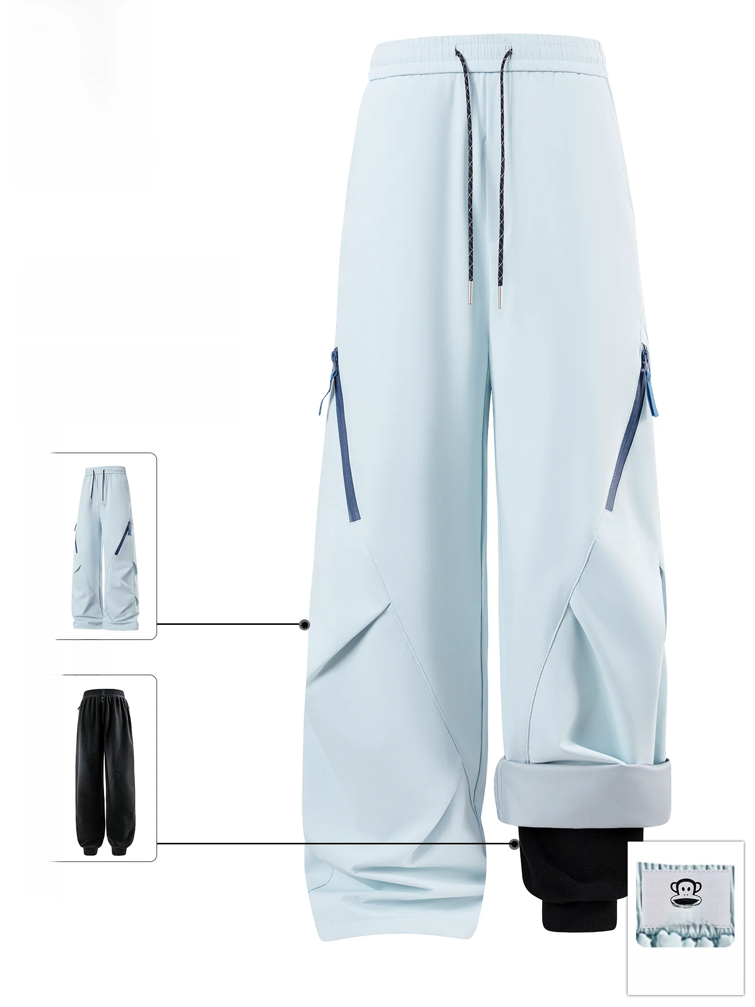 

PaulFrank Tee-In-One Thiened down Sports Pants for Men Winter Warm Casual Trousers Straight Leg Zipper Decoration Polyest...