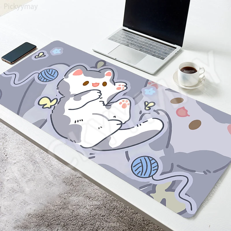 

Large Gaming Mousepads Cat Mouse Pad Anime Cute Computer Mousepad Mouse Mat Table Carpet 90x40cm Desk Pads Keyboard Mats Kawaii