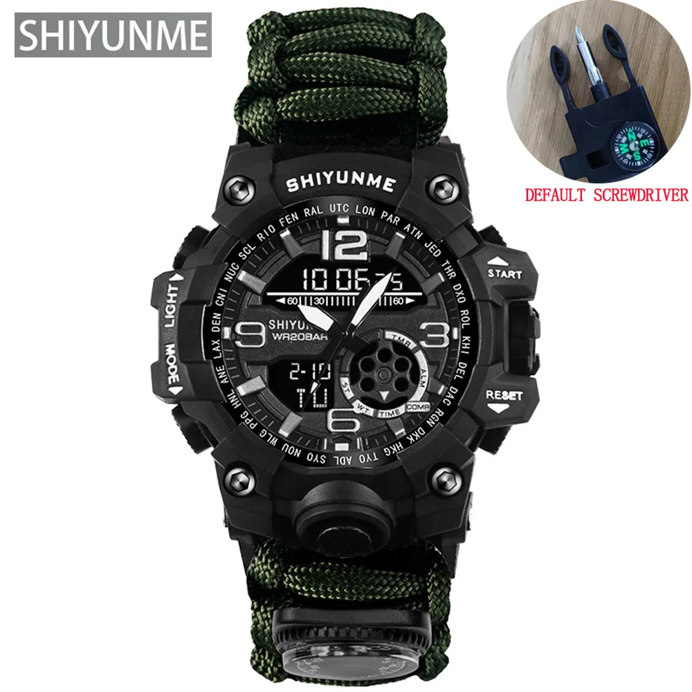 Outdoor Survival Paracord Watch with Compass & Thermometer