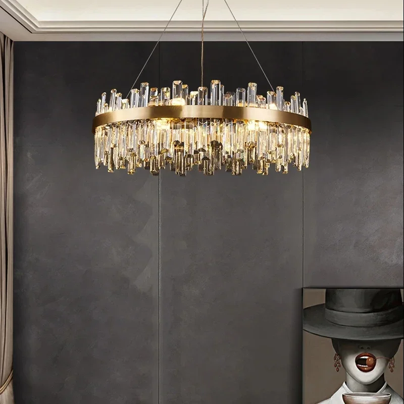 Luxury Modern K9 Crystal Chandelier Creative Minimalist Living Room Light Bedroom Light High-end Kitchen Island Chandelier