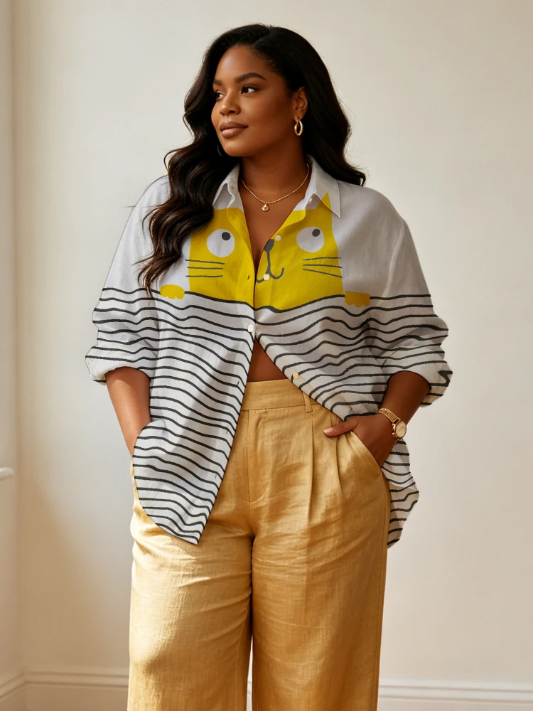 Blusa Mujer Tallas Grandes Manga Larga Oficina