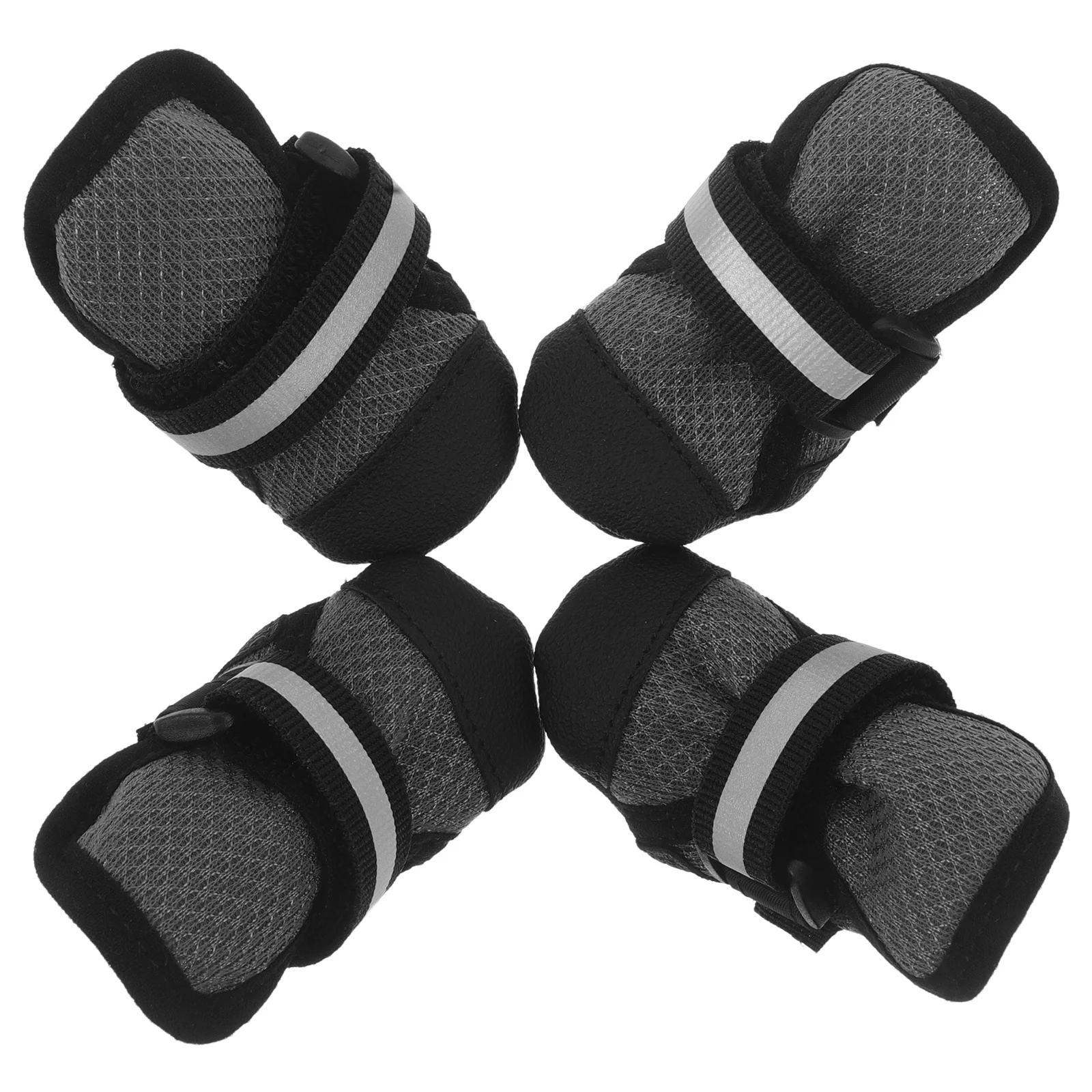 

4pcs Pet Shoes For Dogs: Mesh Dog Boots Adjustable Straps Anti-Slip Breathable Paw Covers For Hiking Rainy Walks Outdoor Small