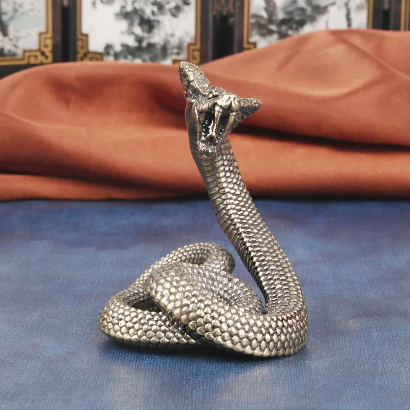 Solid Brass Cobra Ornament Twelve Zodiac Snakes Copper Sculpture Craft Chinese Style Desktop Decoration Old Copperware Wholesale