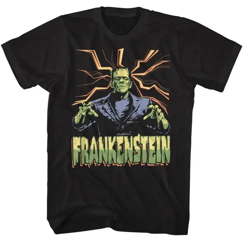 Universal Monsters Movie Colorful Frankenstein Lightning Bolts Men's T Shirt
