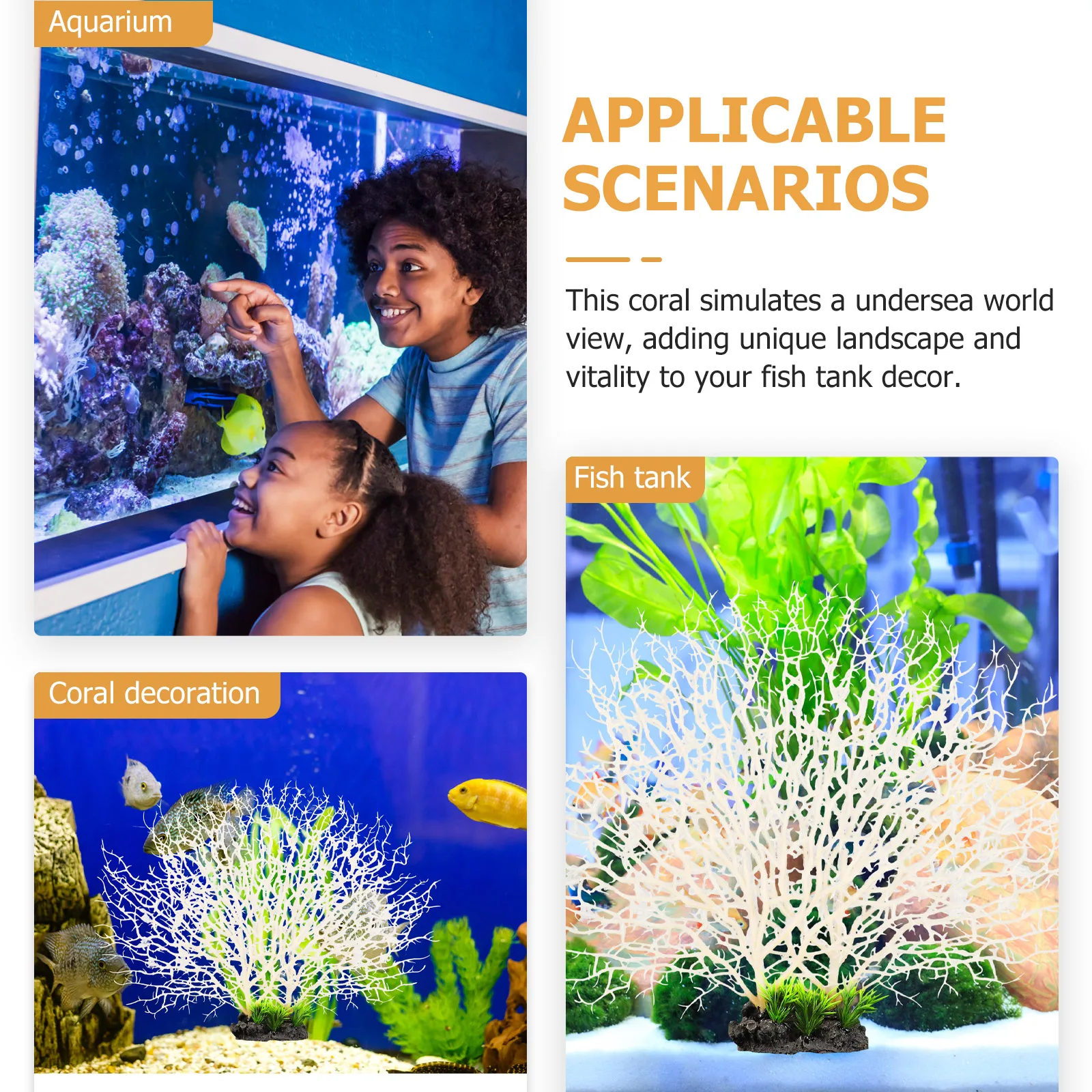 

Large Simulation Coral Tree Decor Double Layer White Plastic Fish Tank Aquarium Decor L scape Coral Layout Shelter Realistic