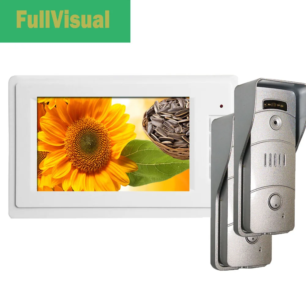 Fullvisual Home Intercom System Wired Video Door Phone Bell with Camera IR Leds 7 Inch  Monitor +Outdoor Panel 1200TVL  Unlock