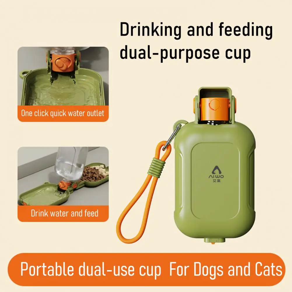 

Foldable Pet Travel Water Bottle 460ml Dog Feeder with Storage Food and Water Container with Lanyard for Outdoor Walks