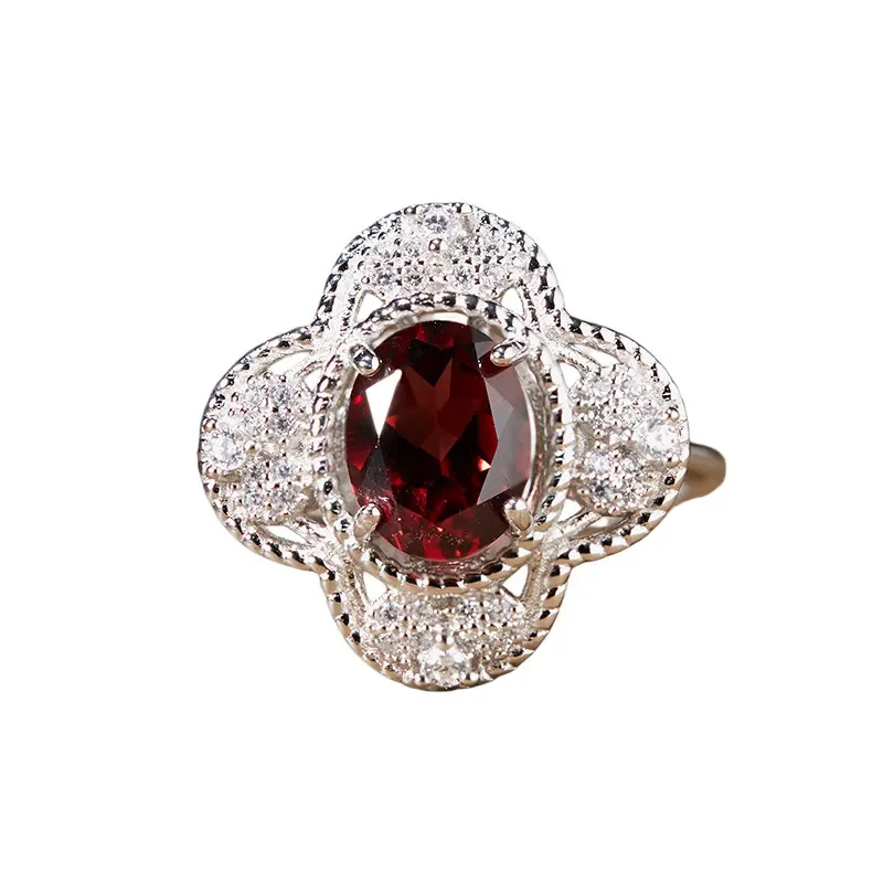 Natural color treasure topaz olivine garnet citrine ring women's s925 silver live broadcast explosion factory wholesale