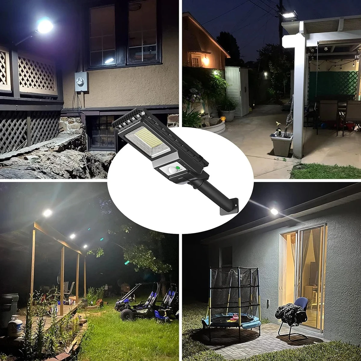 Imagem -06 - Luzes de Rua Solares ao ar Livre à Prova Impermeável Água Luz Solar à Prova Impermeável Água Luz de Rua Solar e Painéis Sensor Movimento para Quintal Cerca Jardim