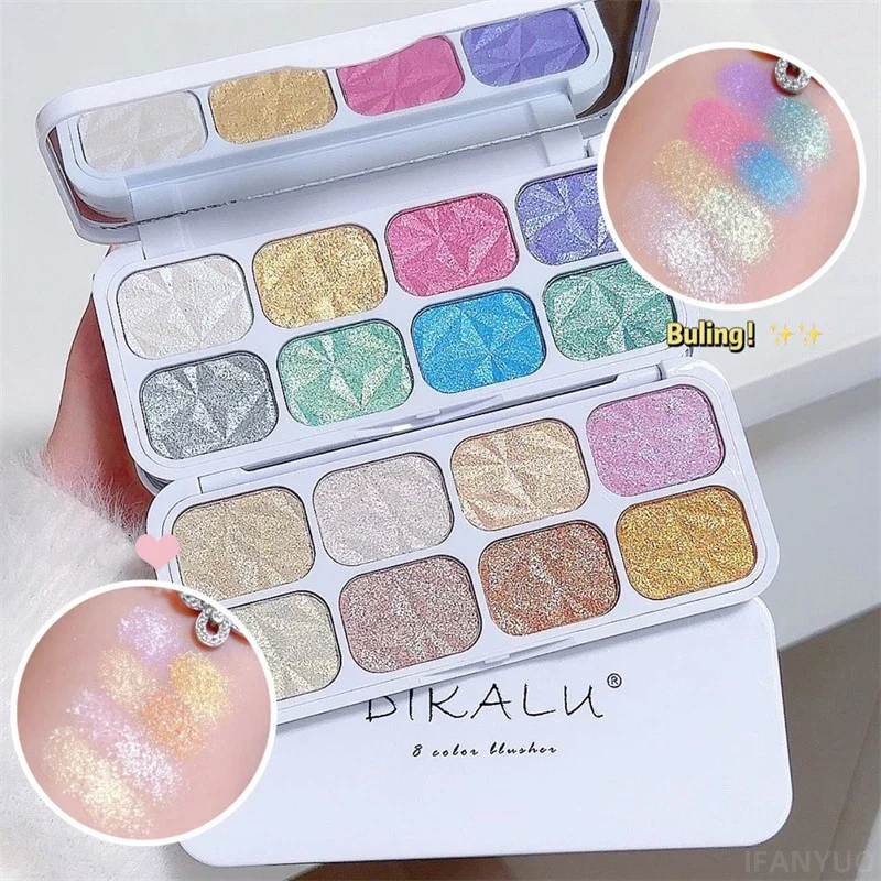 8 Farben Lidschatten Text marker Palette Glitzer Augen Make-up Palette lang anhaltende schillernde Lidschatten aufhellen Kontur Schimmer Puder