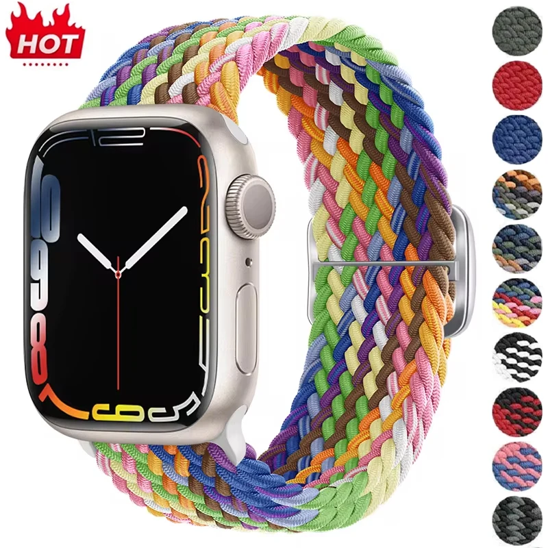 Band voor Apple Watch band 44 mm 40 mm 45 mm 41 mm 49 mm 38 mm 42 mm Elastisch gevlochten armband iwatch serie 7 se 5 6 8 ultra 49 mm band