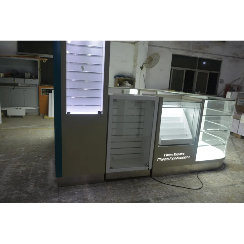 custom.Luxury MDF Material Phone Kiosk Cell Phone Repair Kiosk Mobile Phone Accessories Kiosk