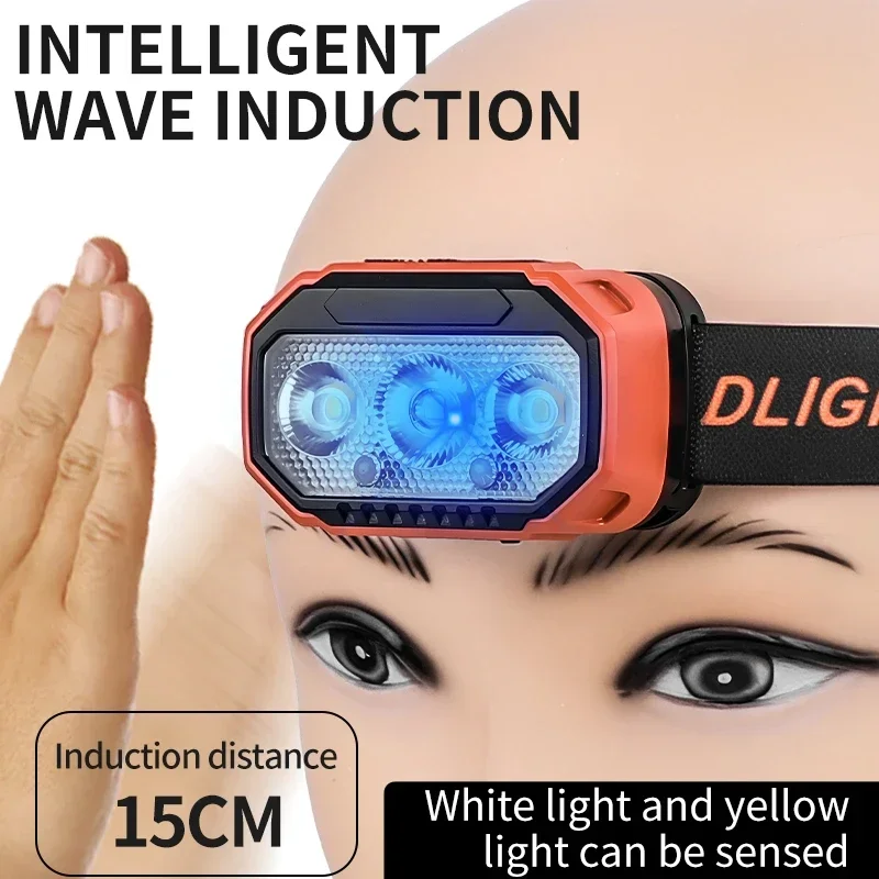 مصباح أمامي LED قابل لإعادة الشحن T-306، مصباح أمامي فائق السطوع مع 5 أوضاع، شحن USB، 45 °   قابل للتعديل، طويل الأمد للتخييم والجري