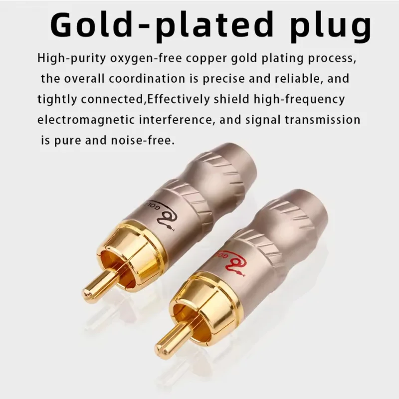 8PCS RCA Male Connector Gold-Plated Copper RCA Audio Cable Welding HIFI Audio Video Terminal Rca lotus Plug Speaker Adapter