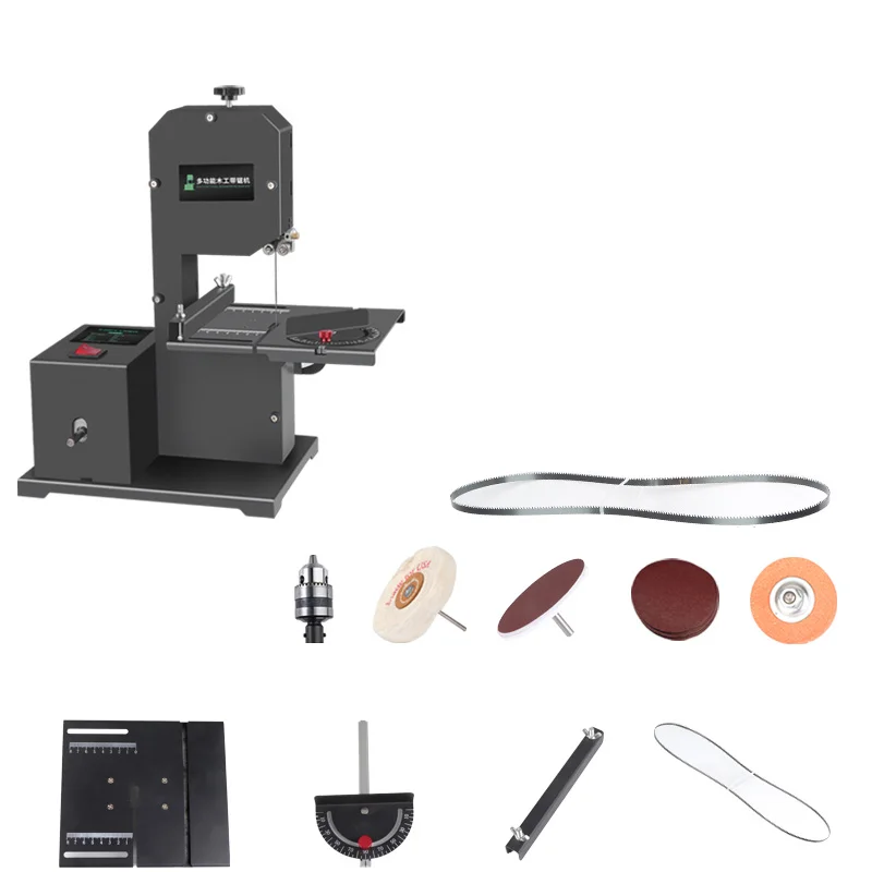 Multifunctional Band Saw Machine 1750RPM Electric Table Saw Lathe Machine Woodworking DIY Polishing Grinding Cutting Tool