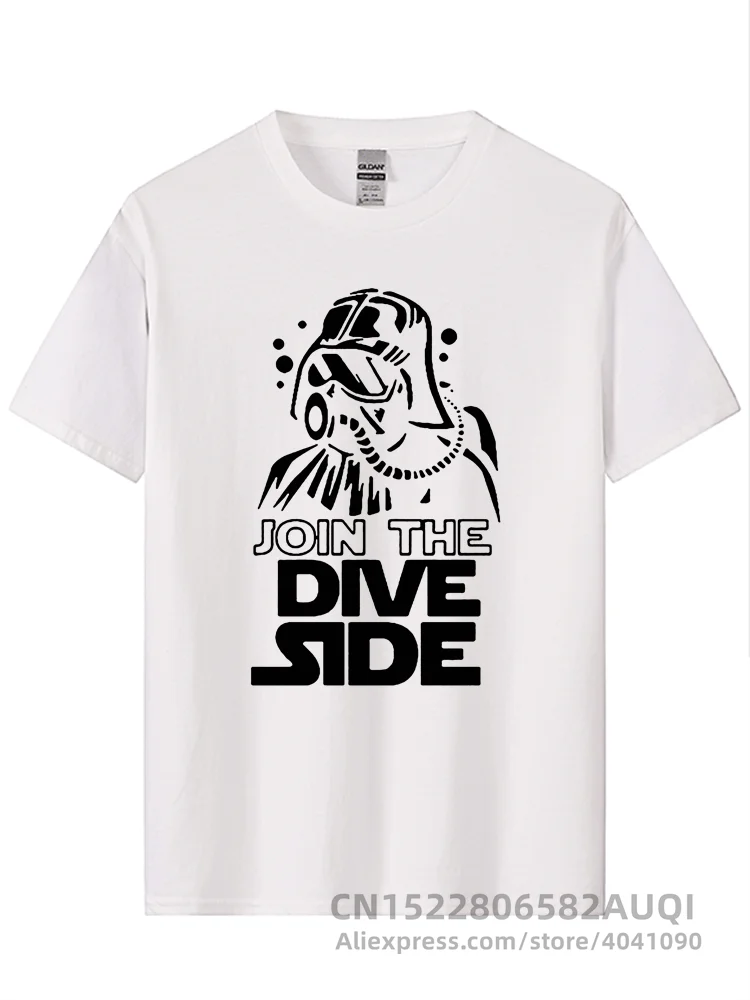 JOIN THE DIVE SIDE DARK Underwater Funny Printed T Shirt Cotton Short Sleeve O-Neck Men\'s Clothing Brand Top Tee-Shirt Plus Size