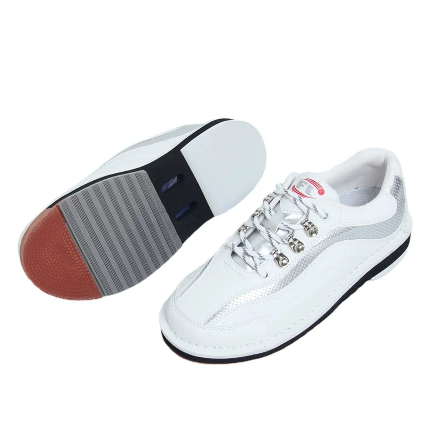 Unisex Bowling Shoes for Men Women - High Durability PU Leather Upper, Breathable Ventilation Holes, Slide Assist Sole Sneakers