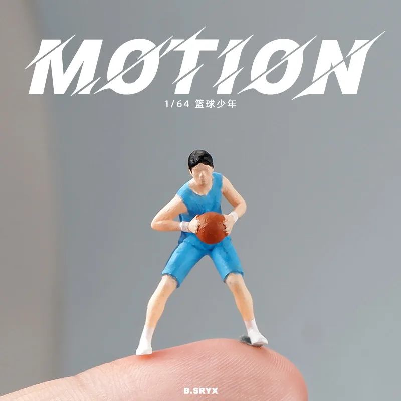 1/64 Scale Basketball Boy Athlete Figure Model, Mini Colored Mannequin for Architectural Sandbox Decoration Props