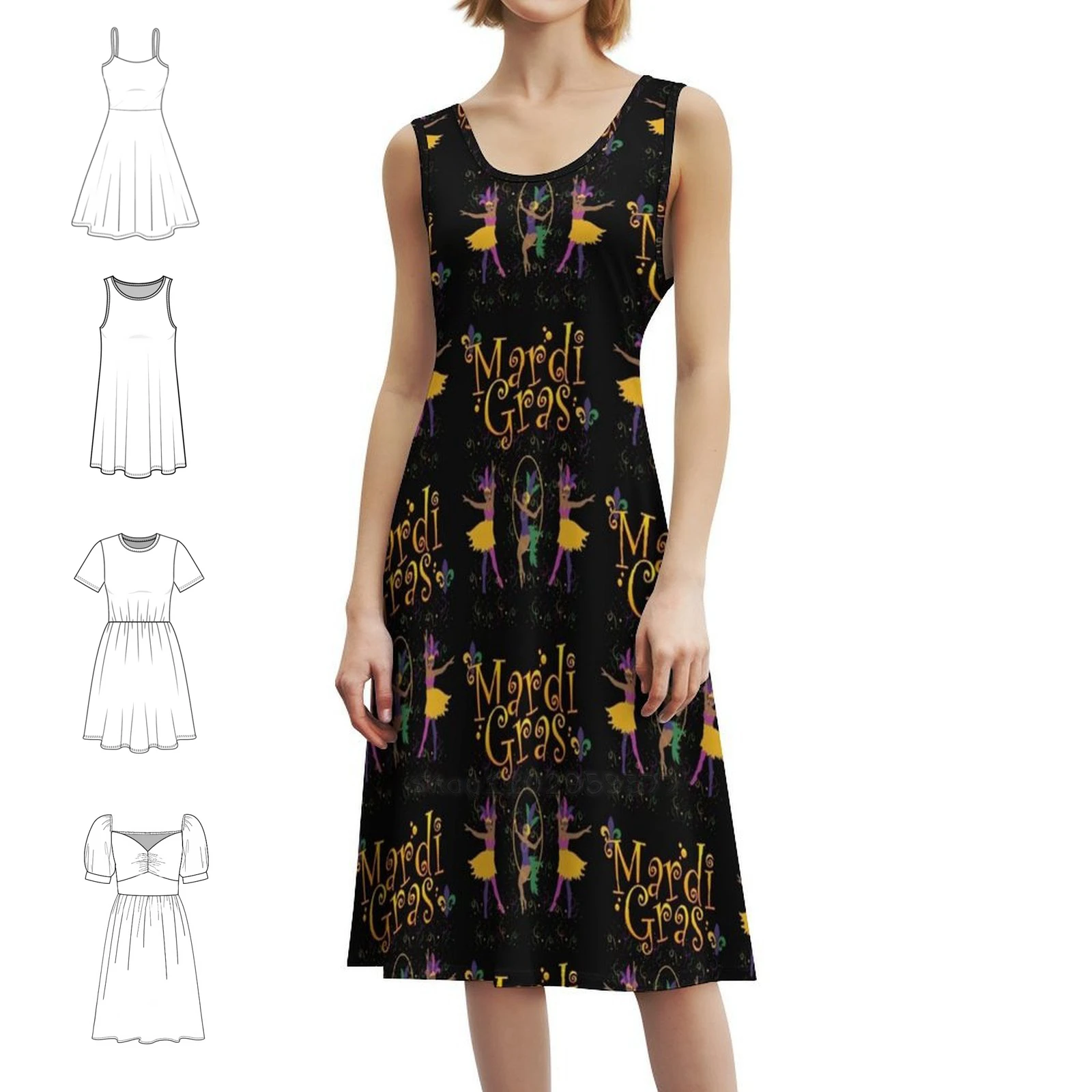 

Mardi Gras Women's Streetwear Party Dress Trendy Print Club Clothing For Female Carnival In New Orleans Return From Dress For