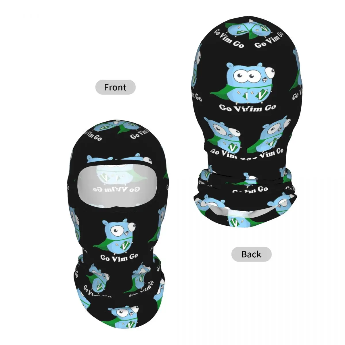 The Go Gopher Golang Vim Go Breathable Thin Balaclava Full Face Mask Sun Protection Neck Gaiter For Motorcycle Fishing Outdoor