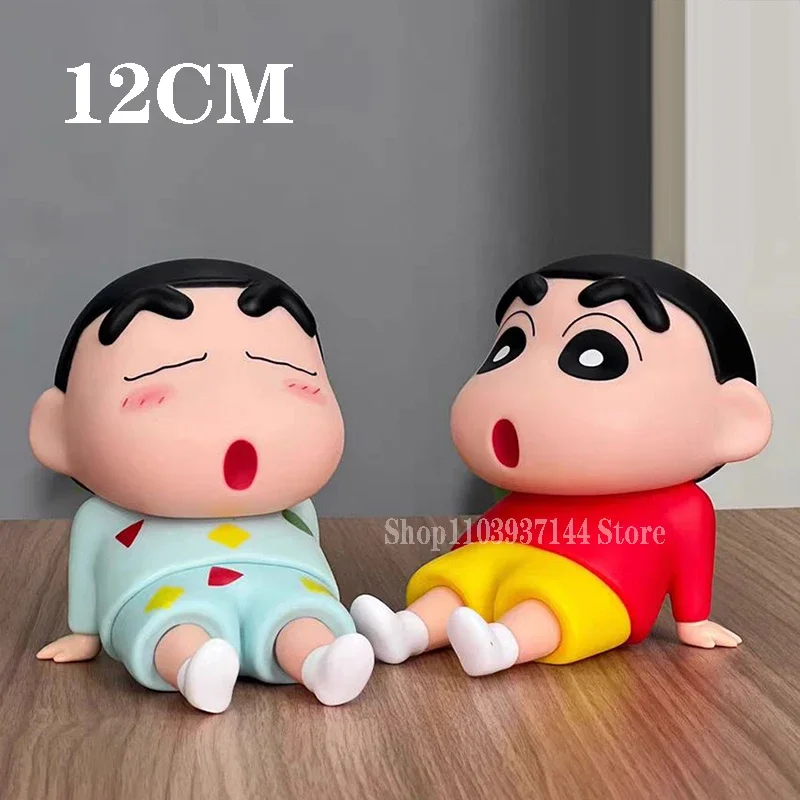 

12cm Kawaii Crayon Shin Chan Figures Phone Holder Model Shinnosuke Nohara Action Figure Cartoon Decoration Doll PVC Toys Gift