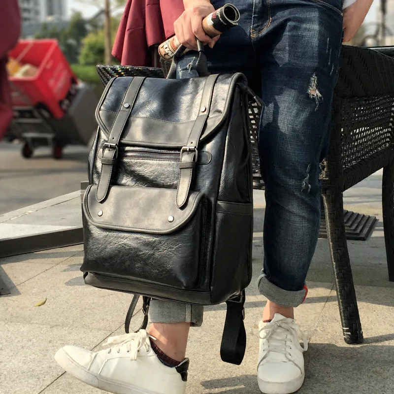 

Backpack Men's Casual Business Men's Backpack Travel Bag Fashion Trend Soft Leather Computer High School Student Backpack