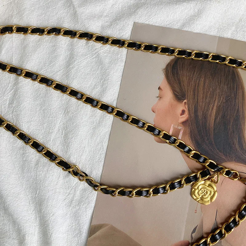 Łańcuszek w talii damski 2023 nowy kamelia ozdoba mały pachnący pasek w stylu Trendy Vintage w talii — zdjęcie 4