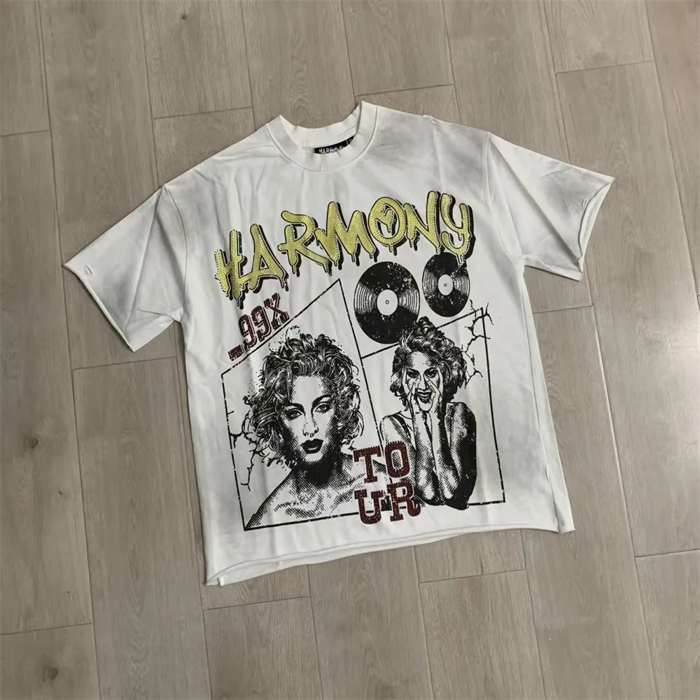 HARMONY TEE by French Terry T-shirt T Shirt Men Women Los Angeles trendy hot stamping diamond Tee Tops T-Shirt