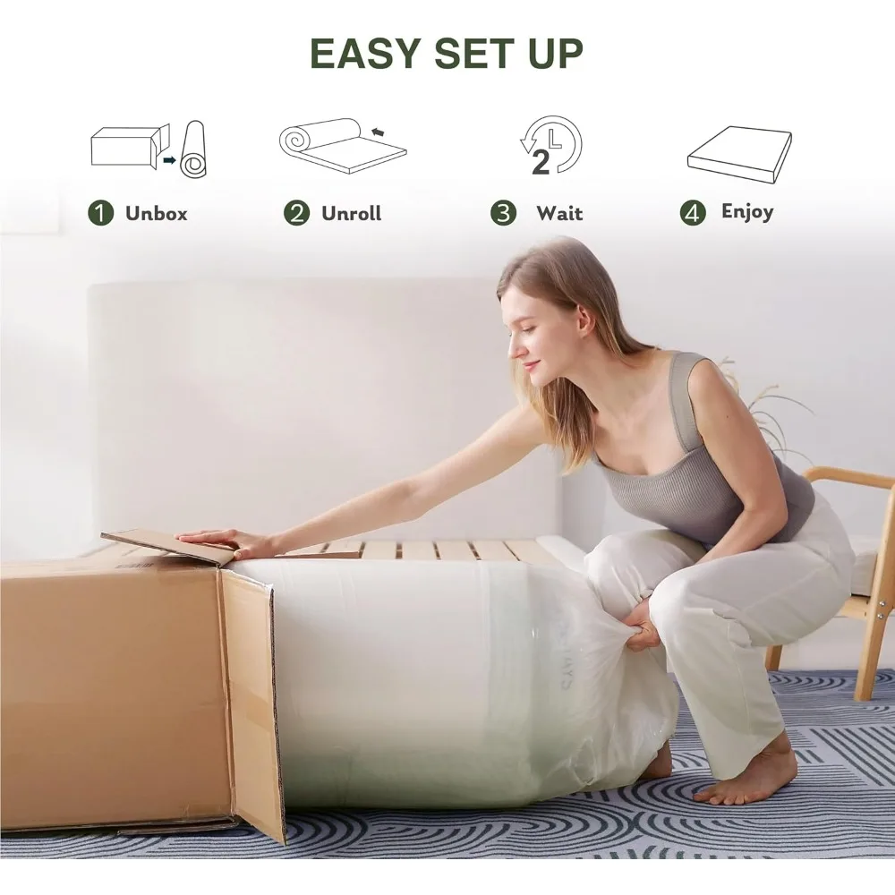 Matelas en Mousse à Mémoire de Forme pour Enfant, Lit de Jour Individuel, Couchette, Thé Vert, Taille Unique, Moyen, Optimiste