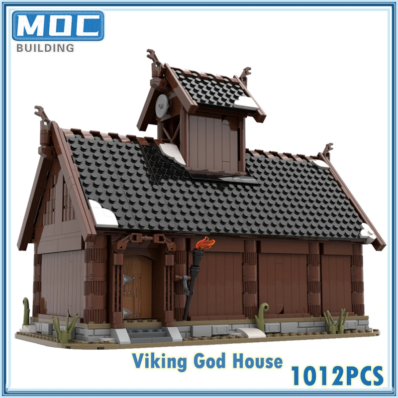 MOC The Viking God House Medieval Themed Design Style Modeling Building Blocks Set Boys Children's Gifts